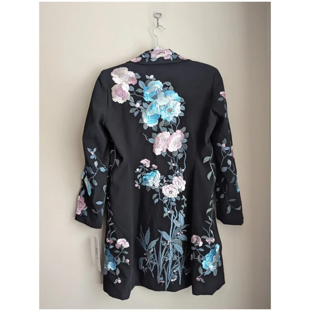 Nygard Collection Floral Embroidered Long Coat - Picture 2 of 10